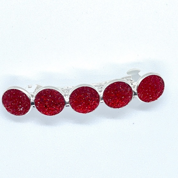 🆕 Red Glitter  Druzy Barrette Hair Clip - Picture 2 of 6